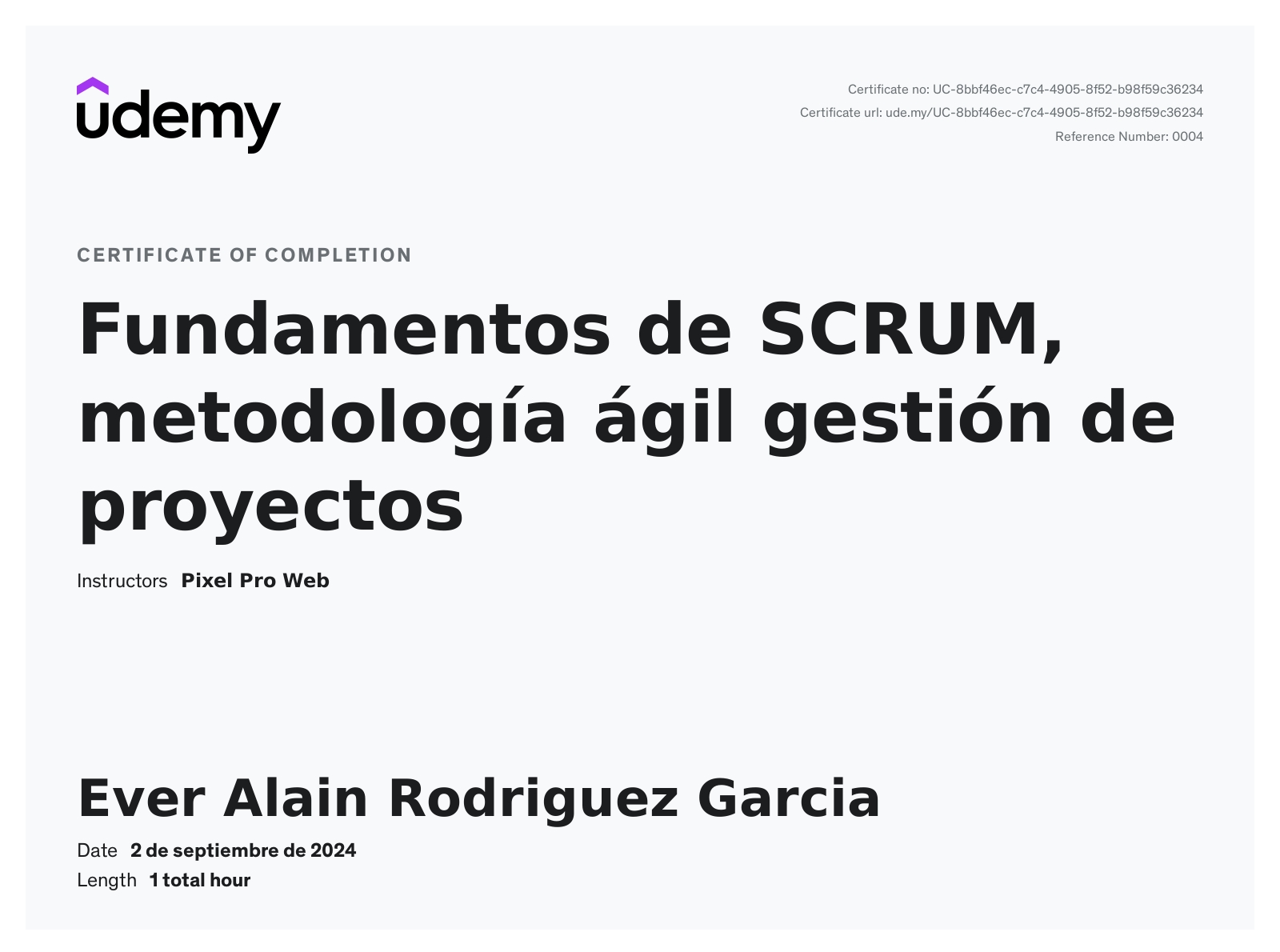 Certificado SCRUM